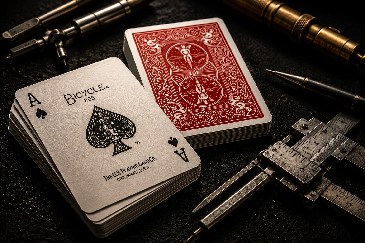 Custom_gaff_card_manufacturing_for_professional_magic_products bicycle card on table