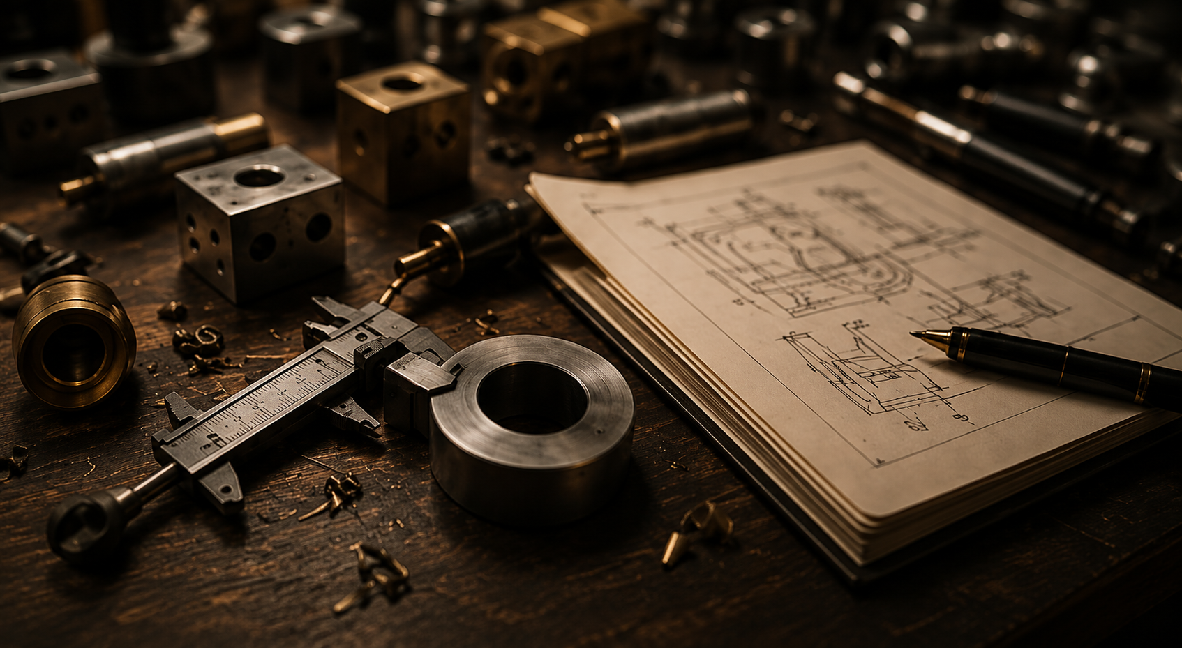 Jonathan Fox in the Fox Magic MFG precision manufacturing workshop drawings