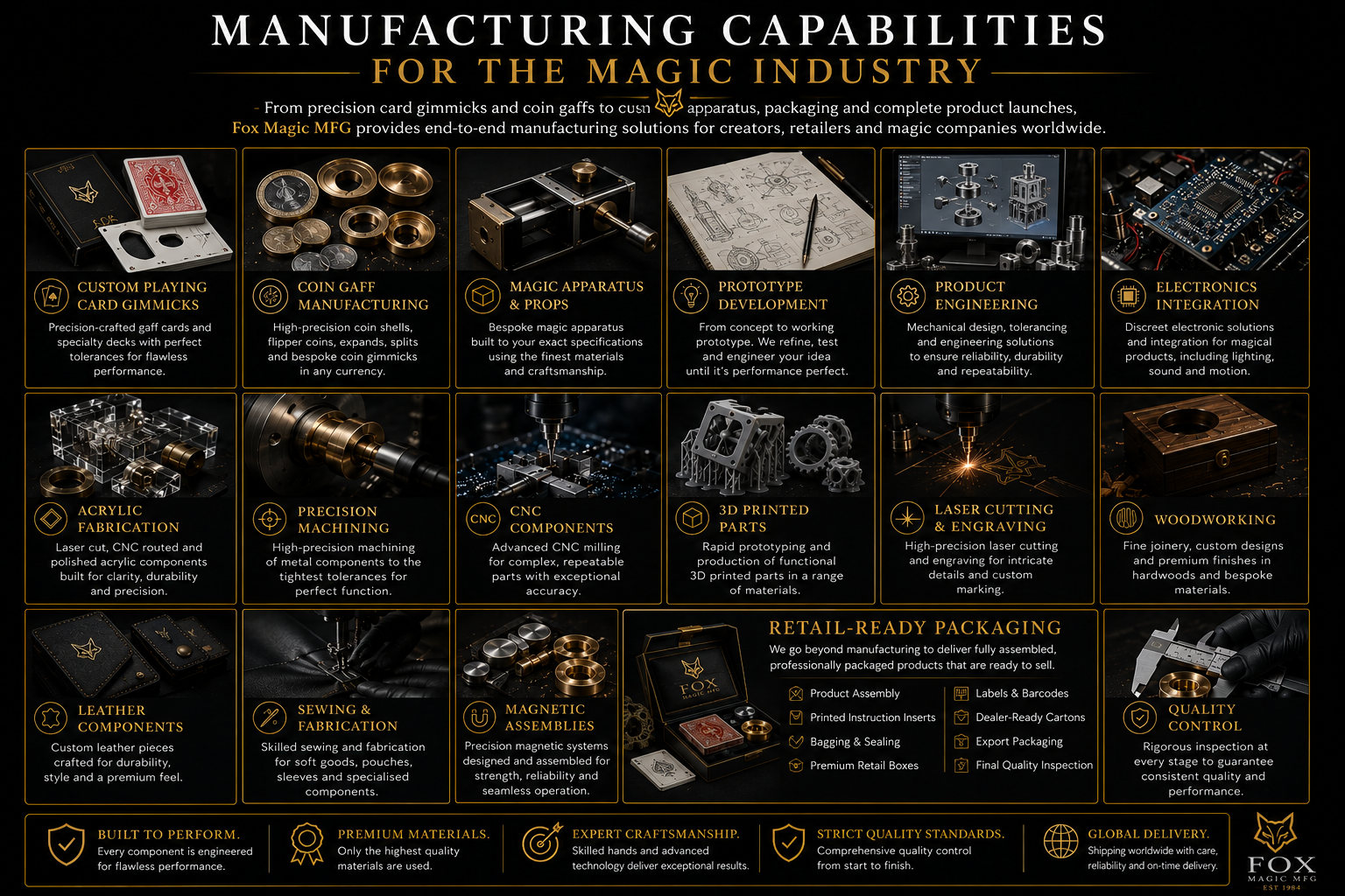 Manufacturing Services for the World's Leading Magic Companies fox magic mfg manufacturing capabilities