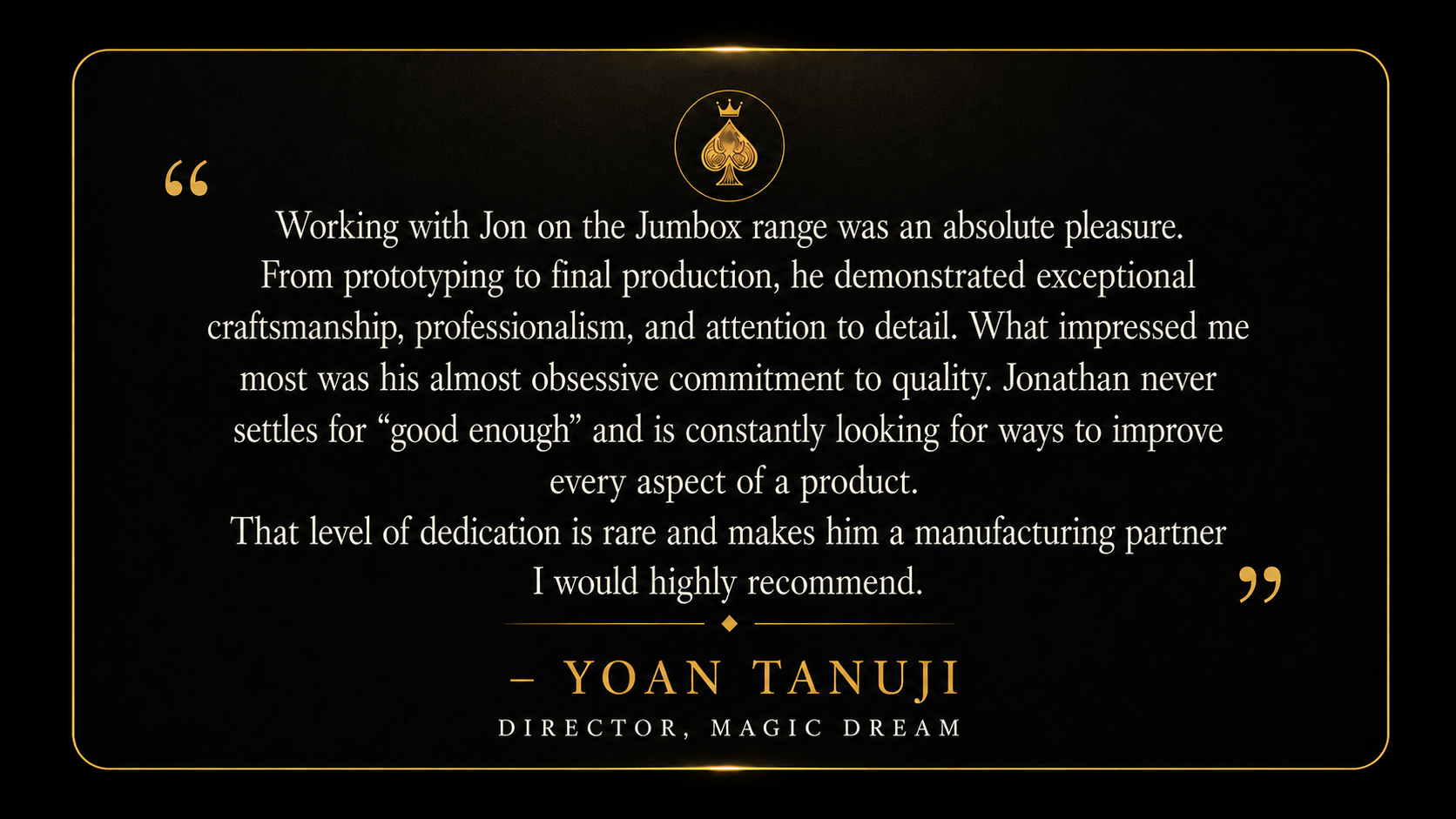 Yoan Tanji magic dream testimonial for fox magic mfg