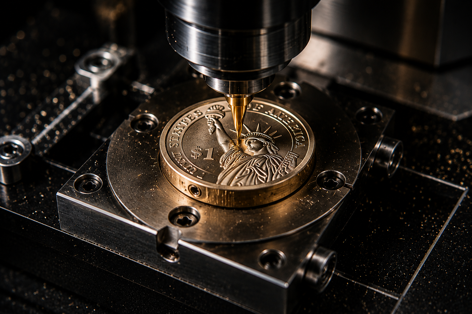Custom precision coin gaff manufacturing for magic companies Mill Machine 