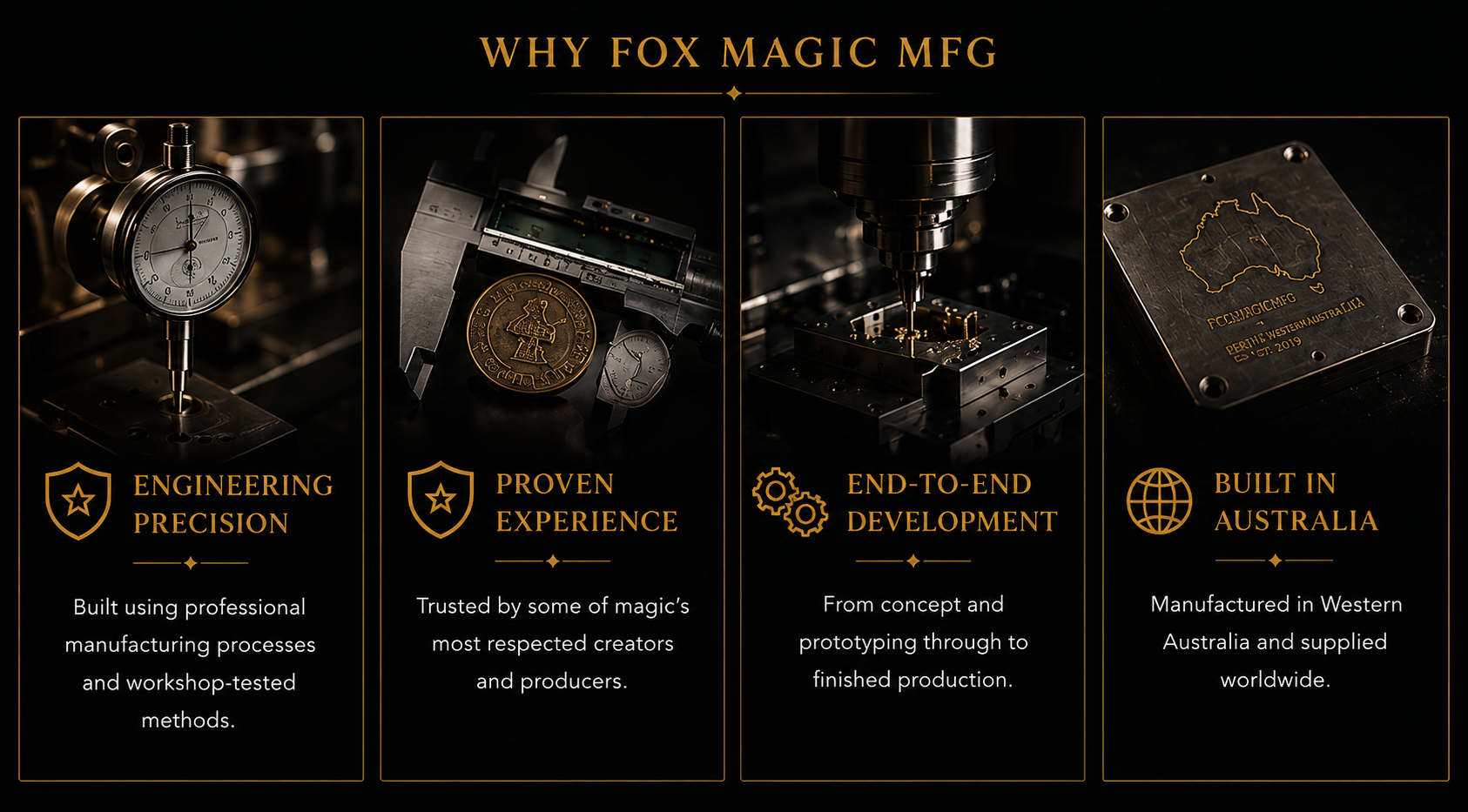 Custom precision coin gaff manufacturing for magic companies Why Fox Magic MFG